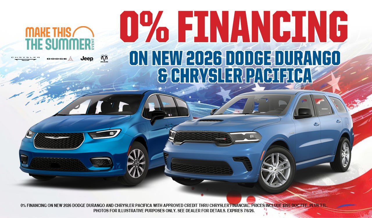 0% financing on New 2026 Dodge Durango and Chrysler Pacifica